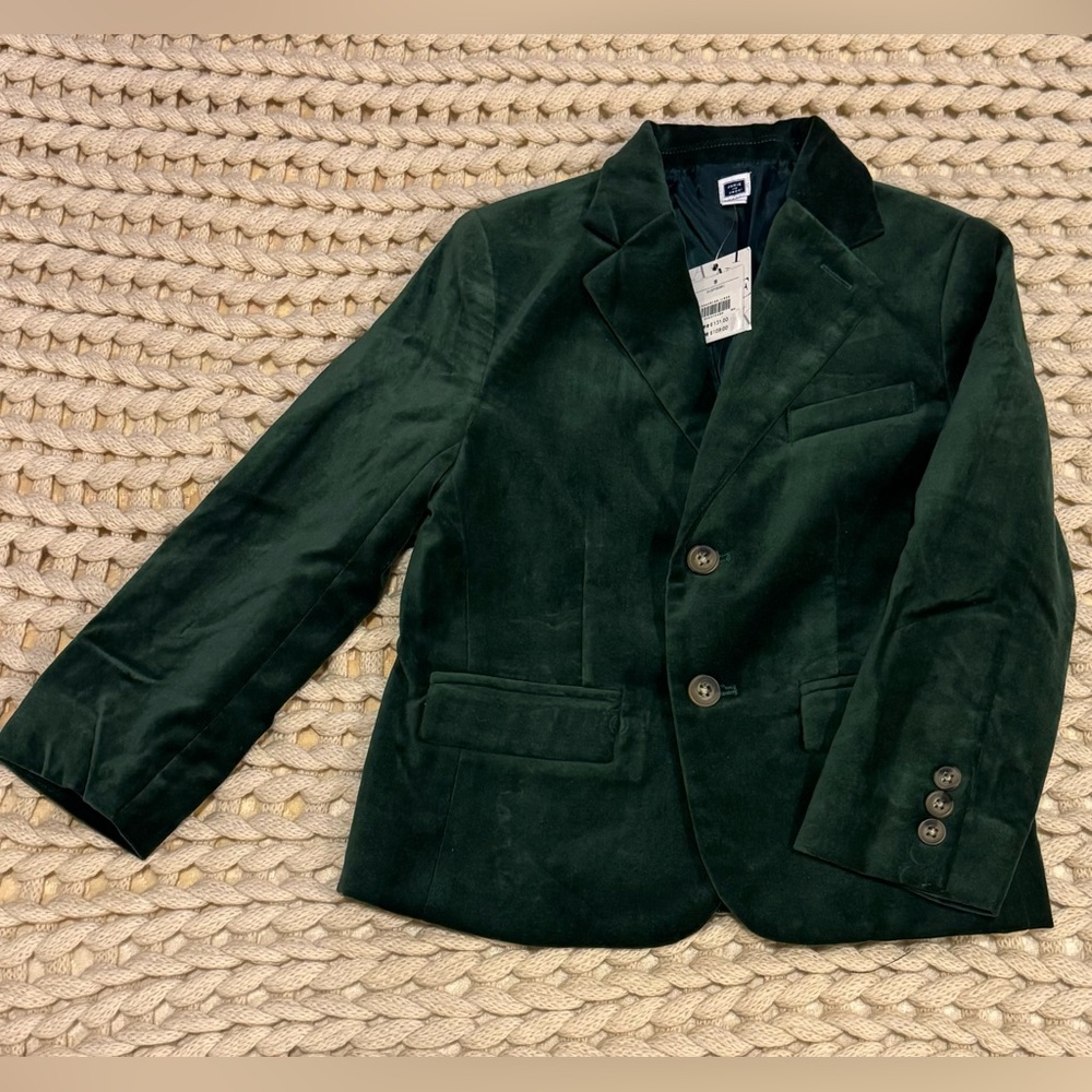 Janie and Jack Boys Green Velour Blazer Size 5